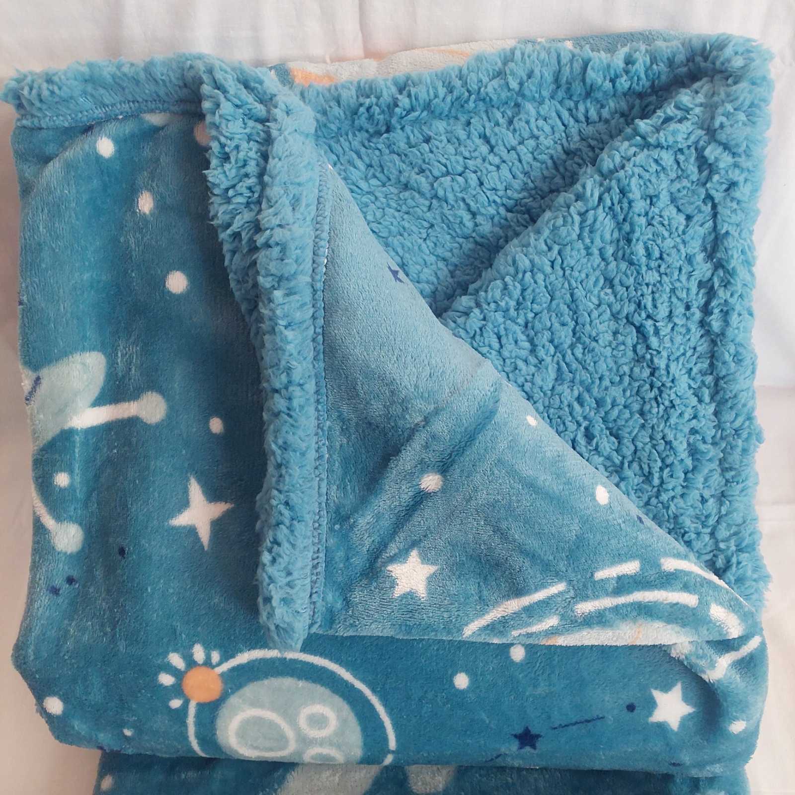 22-040 Κουβέρτα Flannel με Sherpa Διάστημα 150x200cm