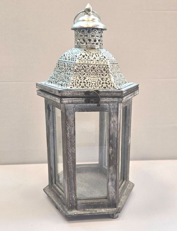 3-70-223-0007 Φανάρι Μεταλλικό-Ξύλινο Γκρι 53x21x24cm In Art