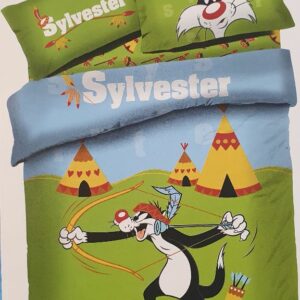 Σετ Μονά Σεντόνια Sylvester Looney Tunes 170x260 με Μαξιλαροθήκη