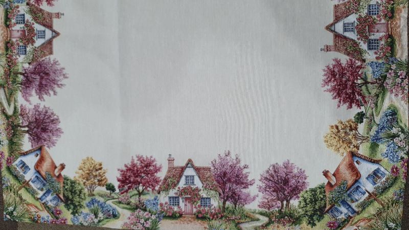 100-270 Κλασικό Καρέ Gobelin με Φλοράλ Σχέδιο 100x100cm