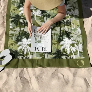 BOREA Πετσέτα Θαλάσσης Microfiber Quick Dry Palm Tree Λαδί 90x180cm