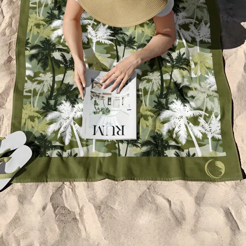041507069261 BOREA Πετσέτα Θαλάσσης Microfiber Quick Dry Palm Tree Λαδί 90x180cm