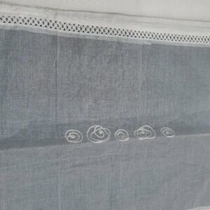 Λινό-Οργαντίνα Τραβέρσα Λευκή 50x160cm με Κεντημένη Οργάντζα