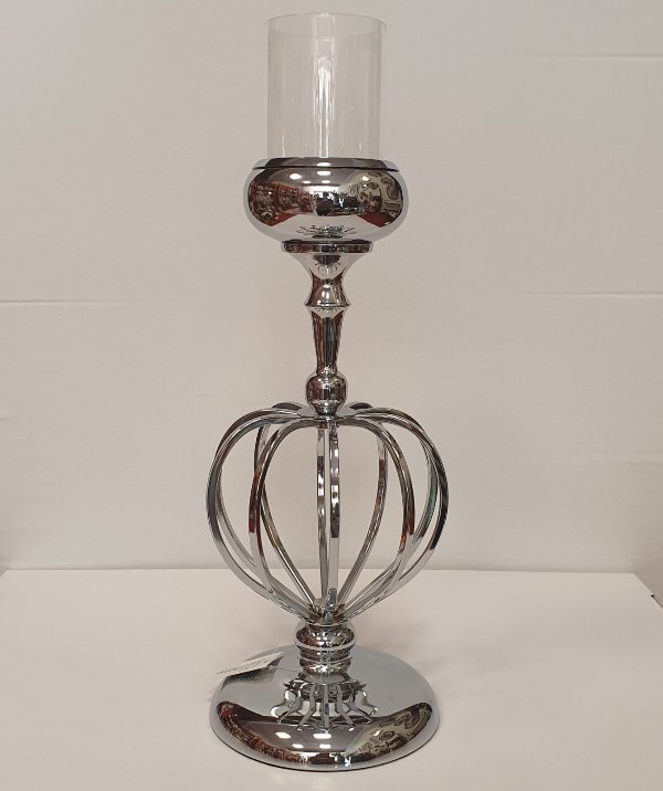 15-40055 Marhome Κηροπήγιο Μεταλλικό Ασημί 43cm