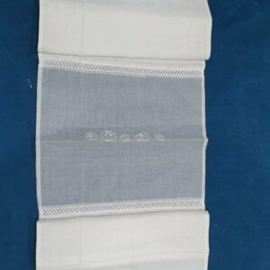 Λινό-Οργαντίνα Τραβέρσα Λευκή 50x160cm με Κεντημένη Οργάντζα