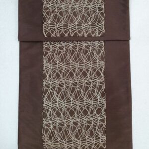 Ράνερ Τραπεζιού Καφέ-Μπεζ με Κέντημα 40x166cm