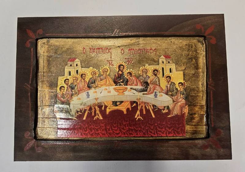 600-600 Μυστικός Δείπνος Βυζαντινή Εικόνα 30x20x4cm
