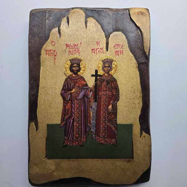 600-607 Εικόνα Άγιοι Κωνσταντίνος & Ελένη 30x21x3cm