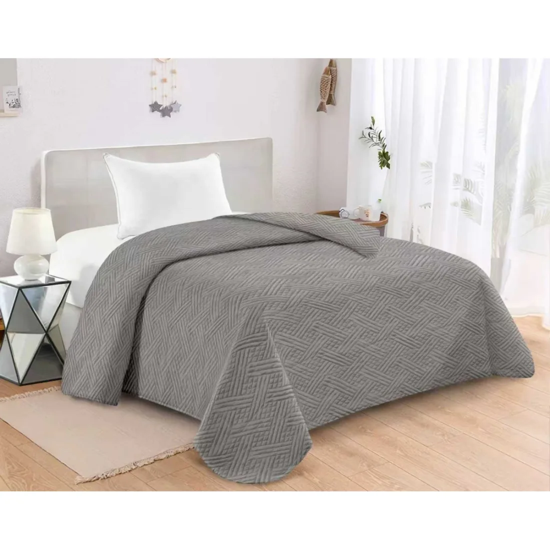 872279 Κουβερλι Microfiber Μονο 160X240 Adam Home Gloria Grey