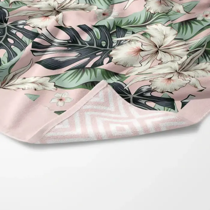 041503111261 BOREA Monstera Πετσέτα Θαλάσσης Microfiber Quick Dry Ροζ 90x180cm