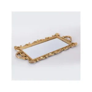 ESTHETI Δίσκος με Καθρέφτη Πλαστικός Χρυσός 48x23cm 752-16109