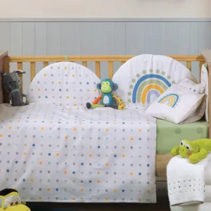Σετ Σεντόνια Κούνιας 3 Τεμαχίων Nef-Nef Homeware Baby Dots Ecru/Green 100% Βαμβάκι 120x170cm