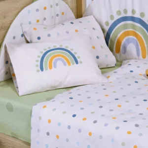Σετ Σεντόνια Κούνιας 3 Τεμαχίων Nef-Nef Homeware Baby Dots Ecru/Green 100% Βαμβάκι 120x170cm