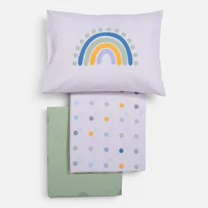 Σετ Σεντόνια Κούνιας 3 Τεμαχίων Nef-Nef Homeware Baby Dots Ecru/Green 100% Βαμβάκι 120x170cm
