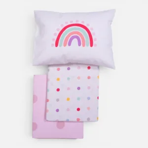 Σετ Σεντόνια Κούνιας 3 Τεμαχίων Nef-Nef Homeware Baby Dots Ecru/Pink 100% Βαμβάκι 120x170cm