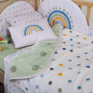 Κουβέρτα Βελουτέ Κούνιας-Αγκαλιάς Nef-Nef Baby Dots Green 75x100cm