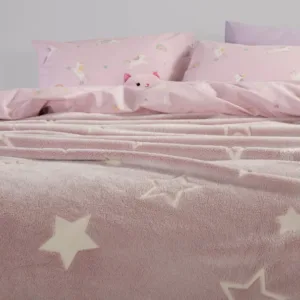 Φωσφοριζέ Κουβέρτα Fleece Κούνιας Nef-Nef Homeware Junior Starlight Pink 110x150cm