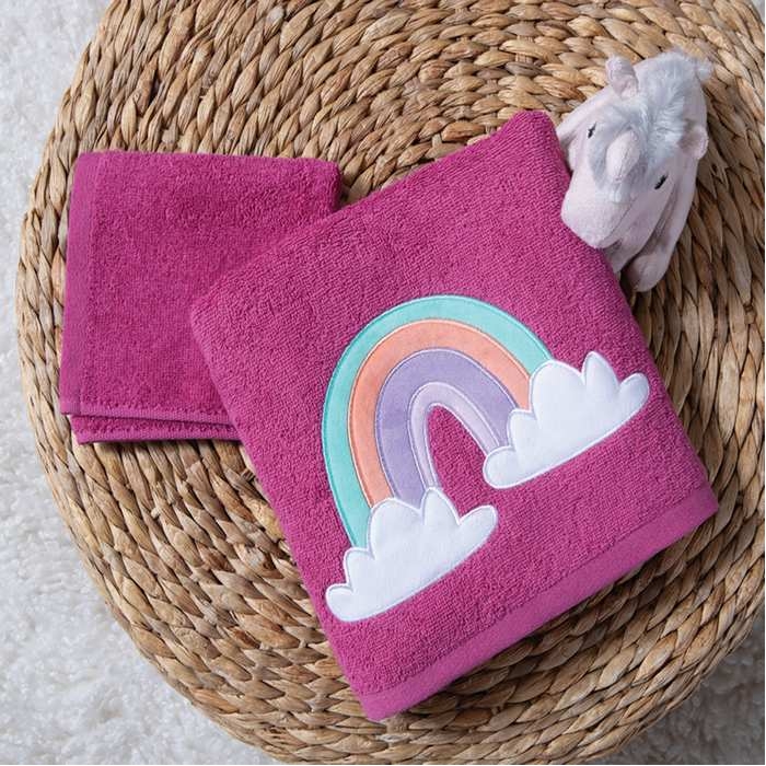 041049 Παιδικές Πετσέτες Σετ 2 Τεμαχίων Nef-Nef Rainbow Mood Violet 100% Βαμβάκι 420gr/m² 30x50+70x140cm