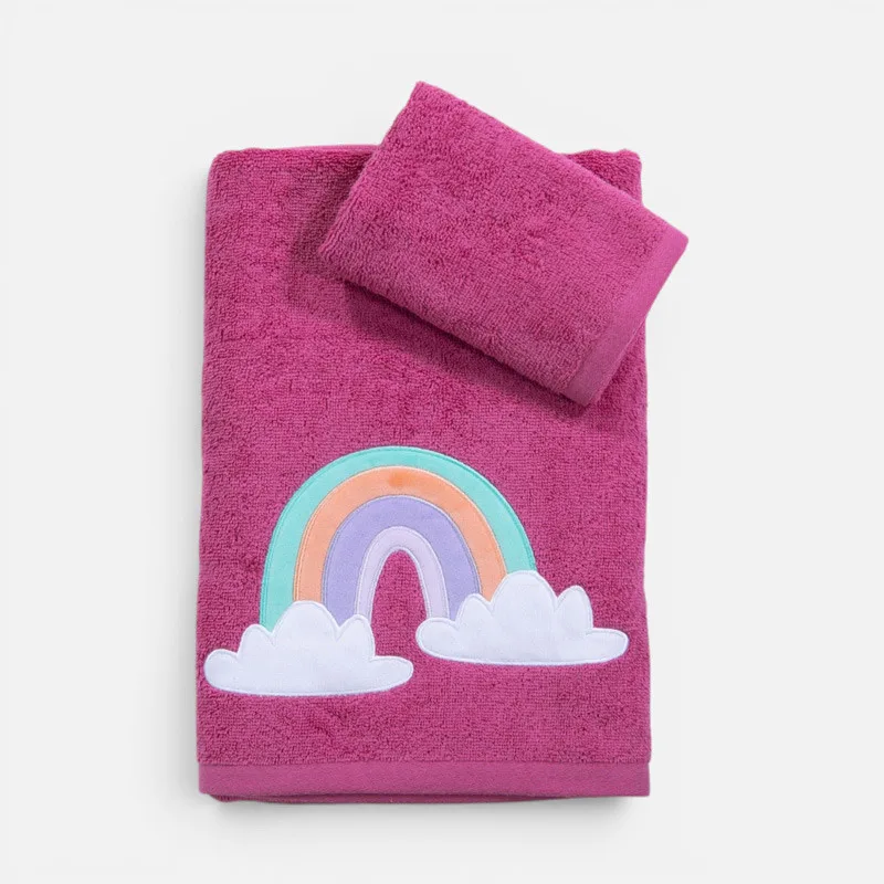 041049 Παιδικές Πετσέτες Σετ 2 Τεμαχίων Nef-Nef Rainbow Mood Violet 100% Βαμβάκι 420gr/m² 30x50+70x140cm