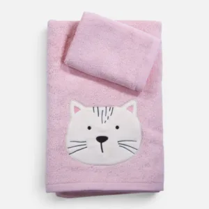 Βρεφικές Πετσέτες Σετ 2 Τεμαχίων Nef-Nef Cats Are Perfect Lotus Pink 30x50+70x140cm