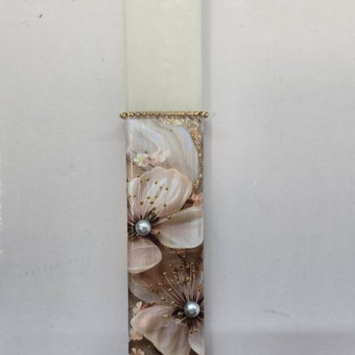 Πασχαλινή Λαμπάδα με Ρομαντικά Άνθη και Πέρλες