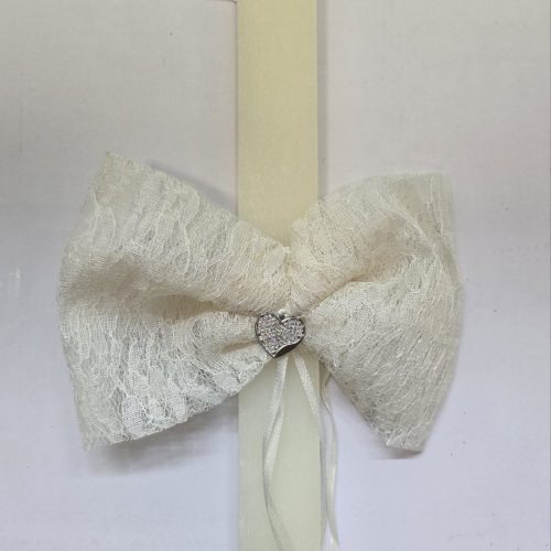 Πασχαλινή Λαμπάδα με Φιόγκο και Καρδούλα 29εκ