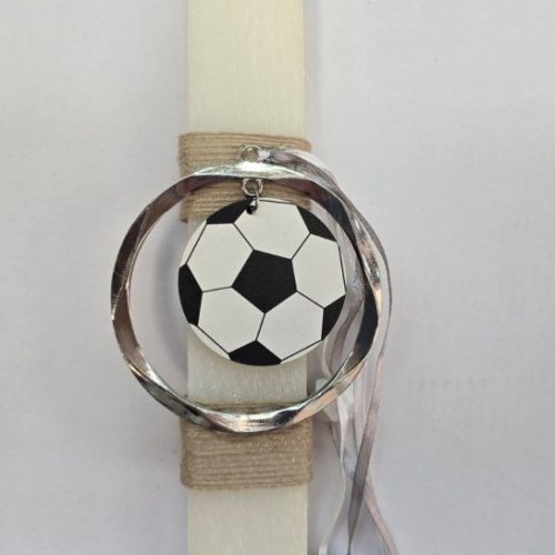 Πασχαλινή Λευκή Λαμπάδα με Μπάλα Ποδοσφαίρου 20εκ