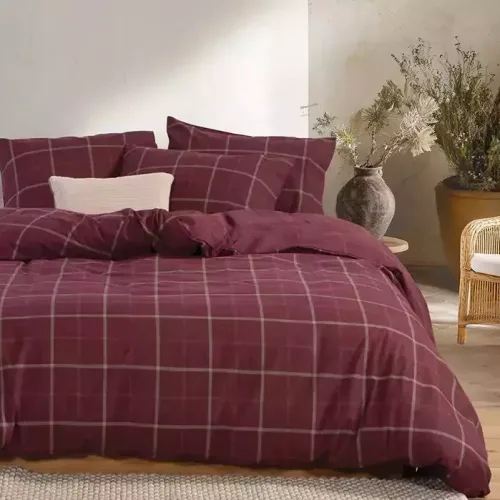 Nef-Nef Homeware Naiberg Σετ Σεντόνια Υπέρδιπλα Φανελένια Bordo 4 Τεμαχίων