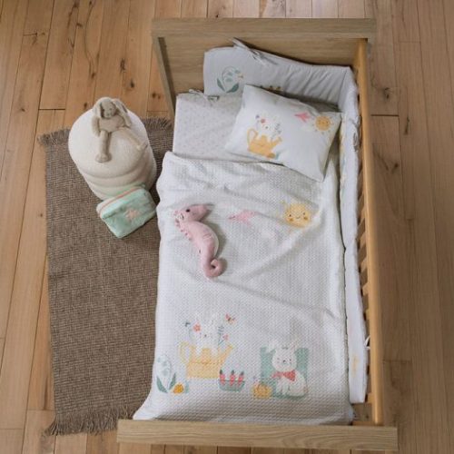Βρεφική Κουβέρτα Πικέ Κούνιας Nef-Nef Homeware Pic Nic Together Aqua 110×150