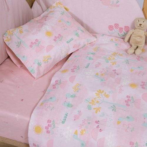 039588 Βρεφικό Σεντόνι Κούνιας Σετ Nef-Nef Homeware Spring Happiness Pink