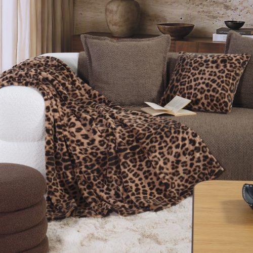 Κουβερτάκι Καναπέ Cheetar Brown 100% Πολυεστέρας 130x180cm
