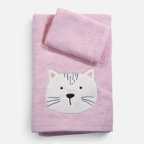 Βρεφικές Πετσέτες Σετ 2 Τεμαχίων Nef-Nef Cats Are Perfect Lotus Pink 30x50+70x140cm