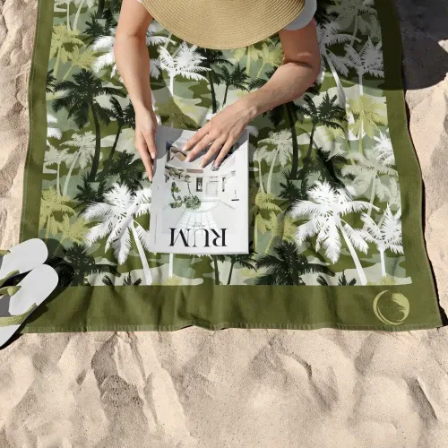 BOREA Πετσέτα Θαλάσσης Microfiber Quick Dry Palm Tree Λαδί 90x180cm
