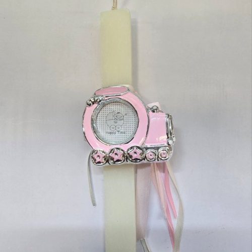 Πασχαλινή Λαμπάδα με Ροζ Κορνίζα 29εκ