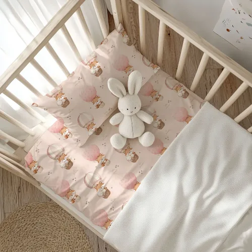 Borea Σετ Σεντόνια Κούνιας Cutiepies 2 Τεμαχίων Ροζέ 100% Βαμβάκι 120x160+30x40cm