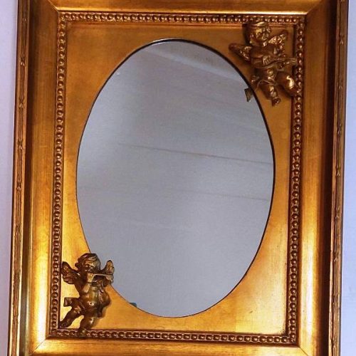 Καθρέφτης Vintage Χρυσός με Αγγελάκια