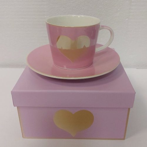 Φλυτζάνι με Πιατάκι Big Heart Ροζ