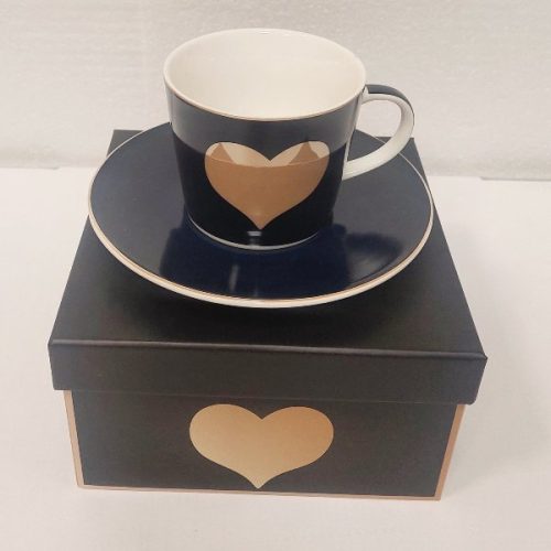 Φλυτζάνι με Πιατάκι Big Heart Σκούρο Μπλε