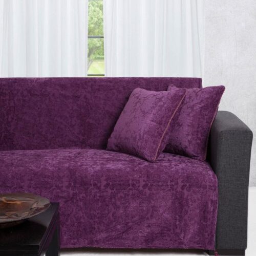 BOREA Σετ Ριχτάρια Σενίλ 2 Τεμαχίων Μωβ 180x230cm & 180x270cm