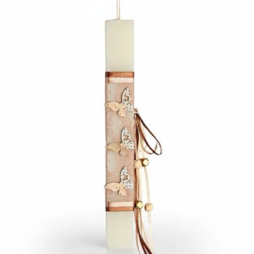 Adorex ΕΛ1323-1450 Πασχαλινή Λαμπάδα Πεταλούδες Εκρού