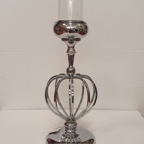Marhome Κηροπήγιο Μεταλλικό Ασημί 43cm