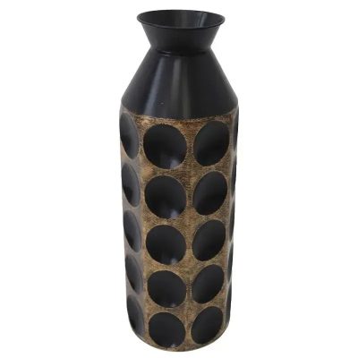 Marhome Διακοσμητικό Βάζο Μεταλλικό Μαύρο 19.7x19.7x61.6cm