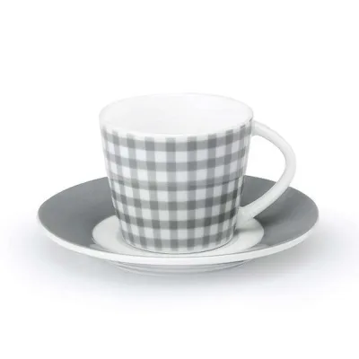 Cryspo Trio Σετ Φλυτζάνια Καφέ με Πιατάκι Fino 6 Τεμ. 120ml White-Grey