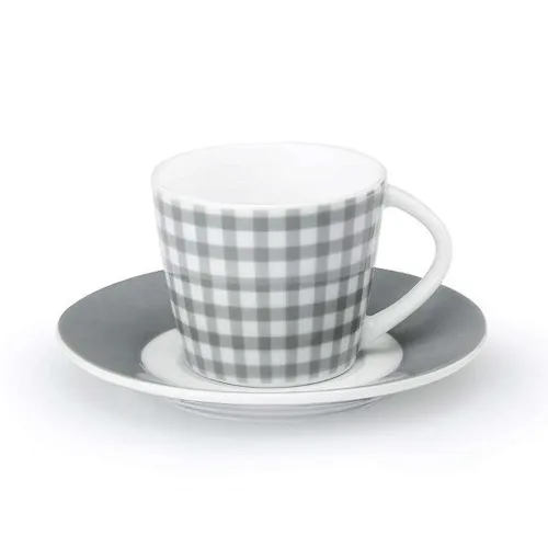 Cryspo Trio Σετ Φλυτζάνια Καφέ με Πιατάκι Fino 6 Τεμ. 120ml White-Grey