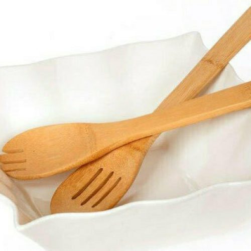 Σαλατιέρα Τετράγωνη Crispo Trio με 2 Ξύλινες Κουτάλες Σερβιρίσματος