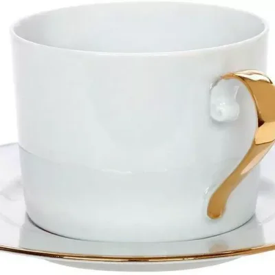 Φλυτζάνια Τσαγιού Elegance 24.001.16 G 250ml White-Gold Cryspo Trio 6 τεμ
