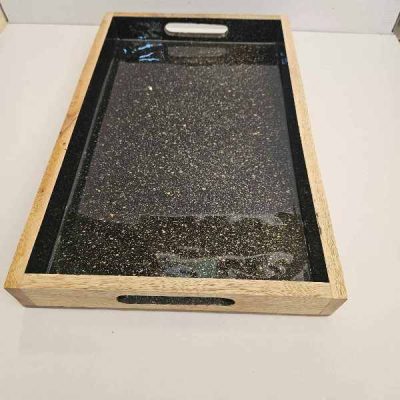 Ξύλινος Δίσκος Σερβιρίσματος Μαύρος 41x25x5cm