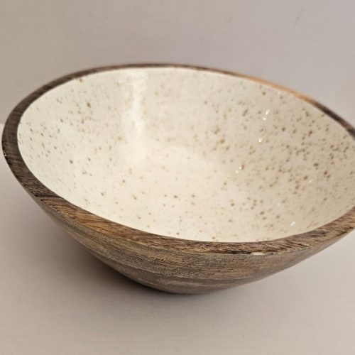 Μπεζ Ξύλινη Σαλατιέρα 25x25x10cm