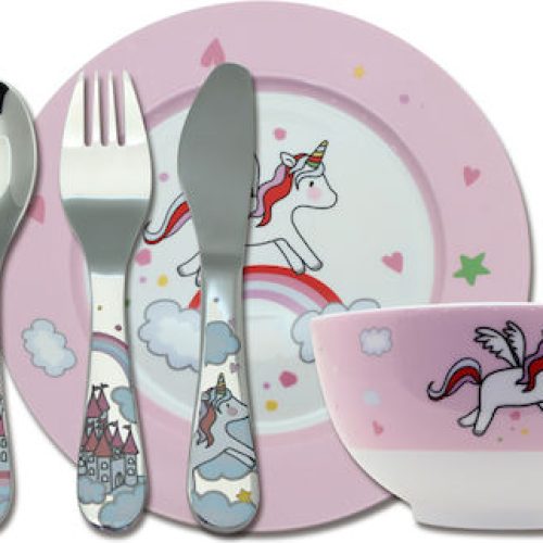 Cryspo Trio Σετ Φαγητού Unicorn από Πορσελάνη Πολύχρωμο 6 Τεμ.
