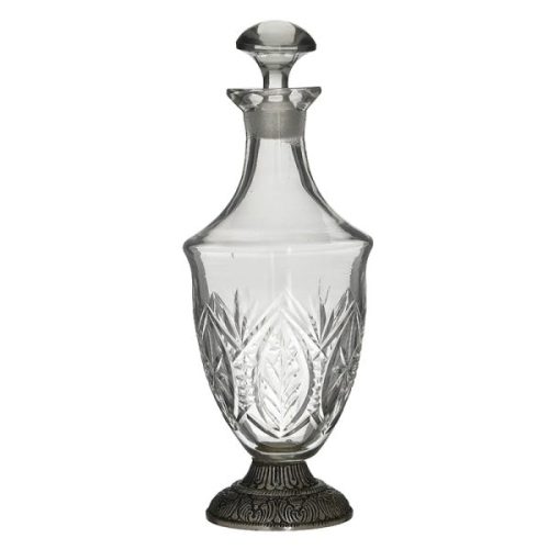 Inart Καράφα Γυάλινη/Μεταλλική Ασημί/Διάφανη 16x6x25cm